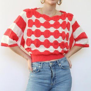 1980's Vintage Red and White Bold Sweater by Lilai
